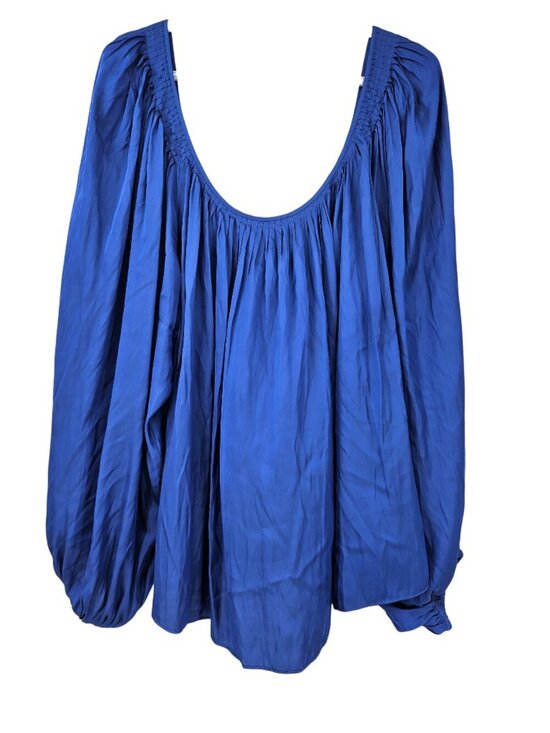 Kobi Halperin Tops - Kobi Halperin Alanna Satin Scoop Neck Blouse Blue Women's Size XXL Party Evening